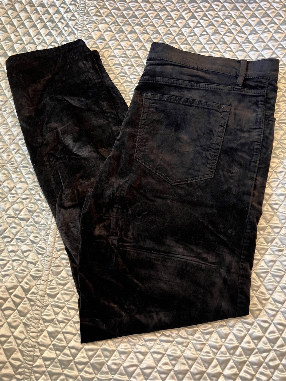 Loft Black Velvet-Look Skinny Pants